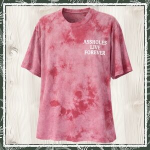 Tie Dye Graphic T-Shirt XXL “Assholes Live Forever” Pink Festival Streetwear Tee